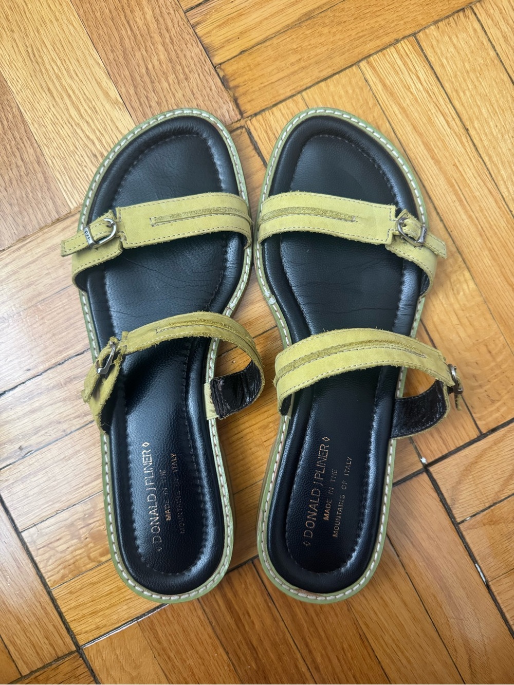 Donald J. Pliner Women's Green Suede Slide Sandals